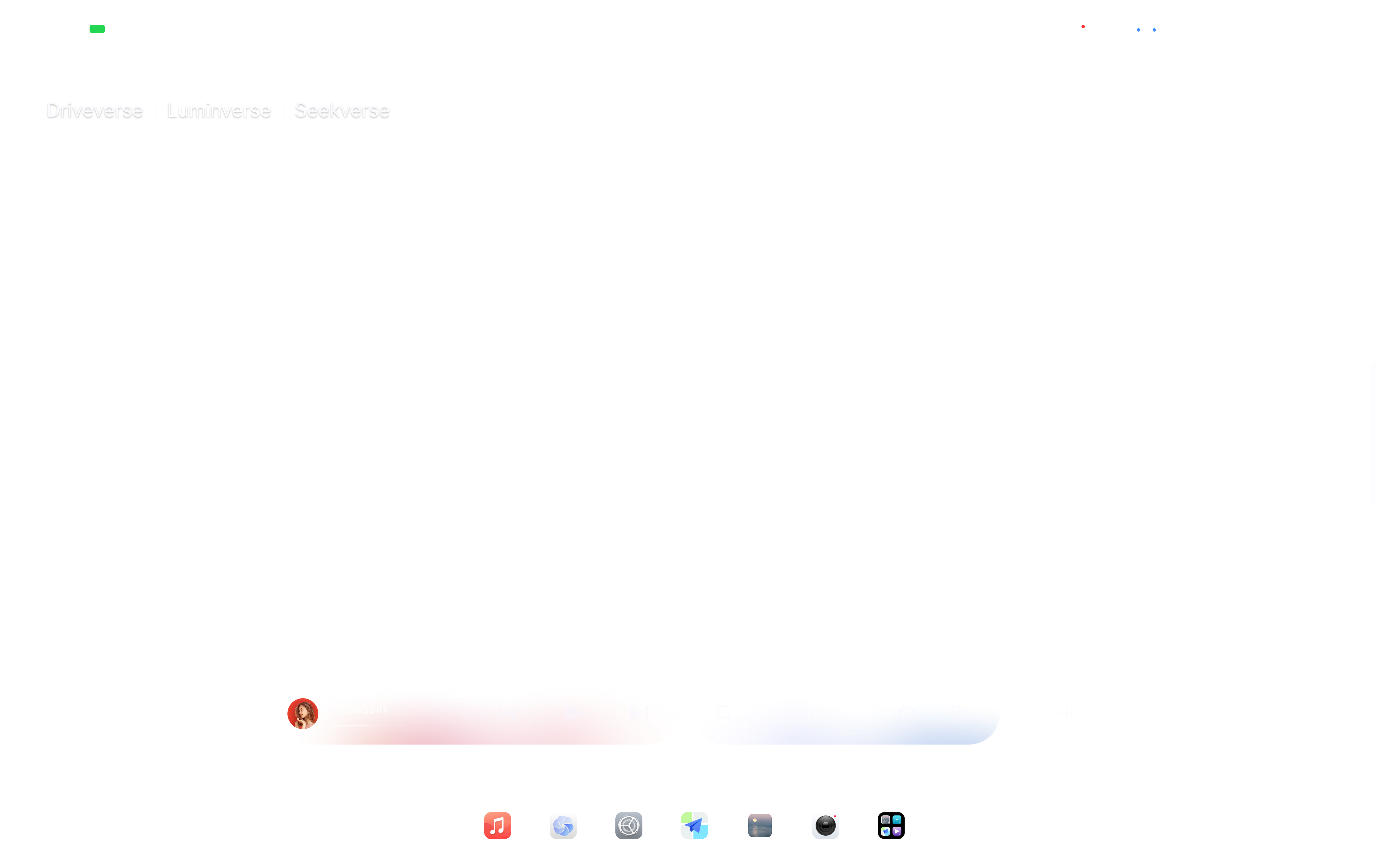 Nebula OS Aura Space controls, widgets, and dock over a personal theme