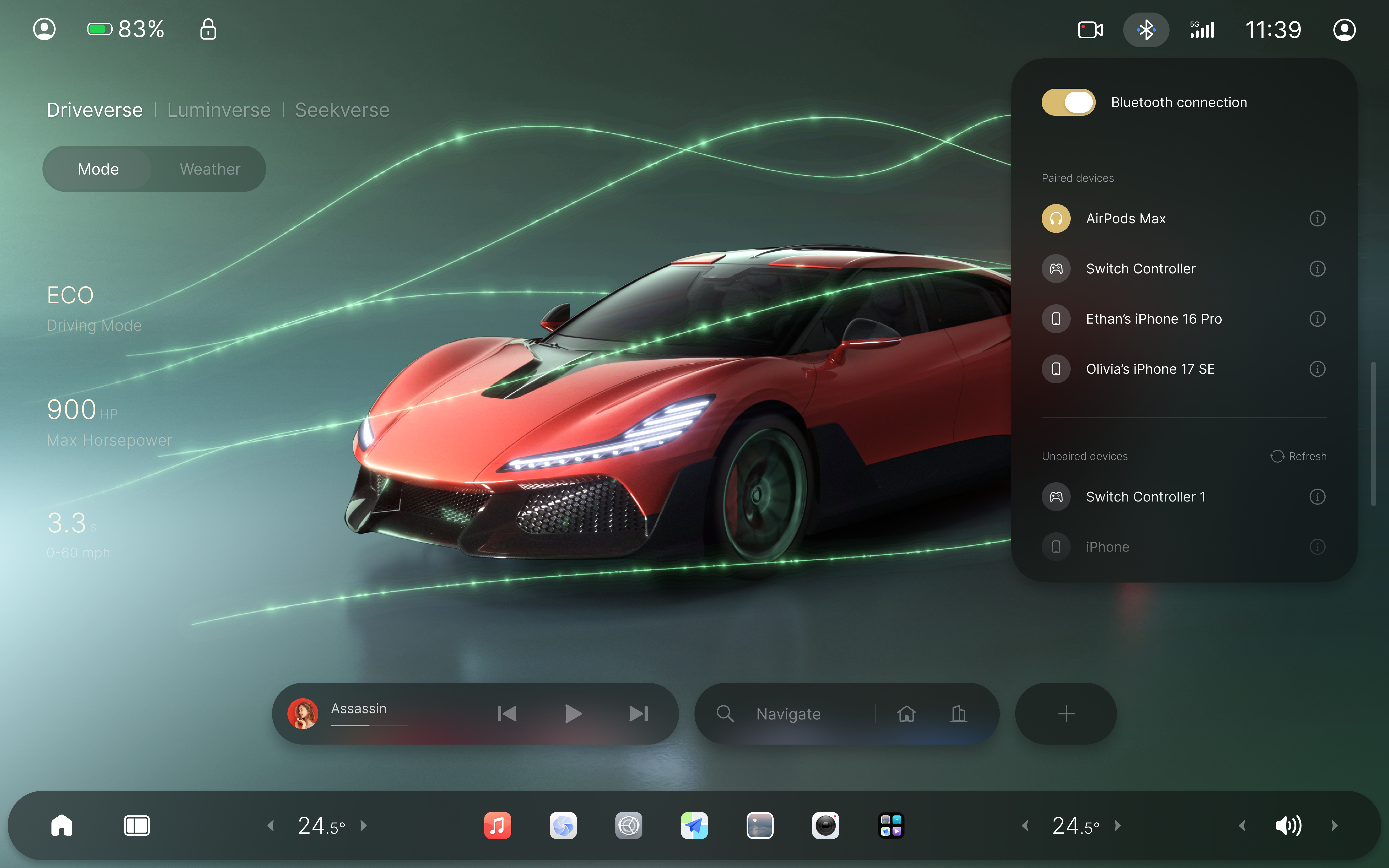 Nebula OS Bluetooth device panel