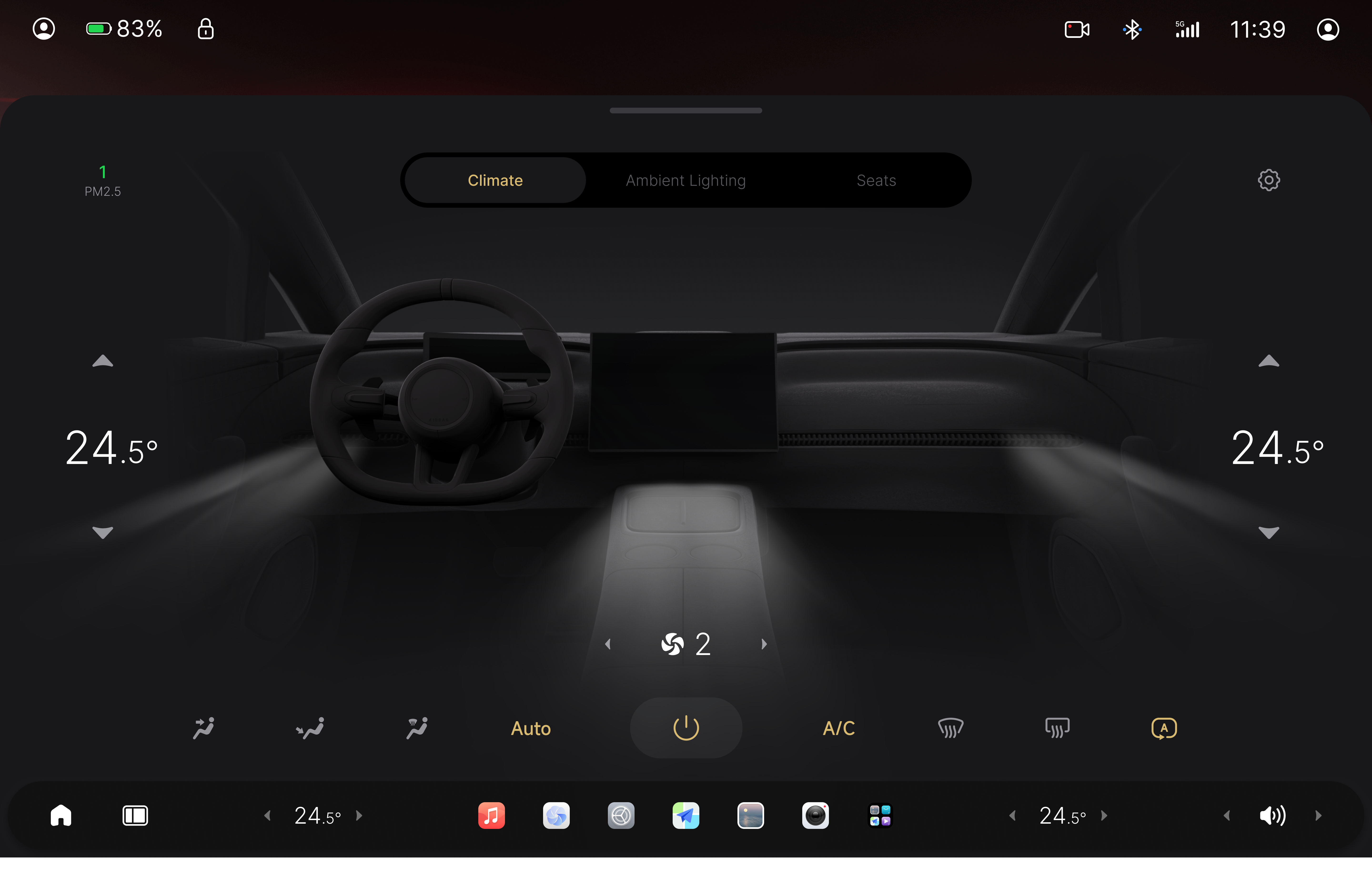 Nebula OS full-screen climate controls