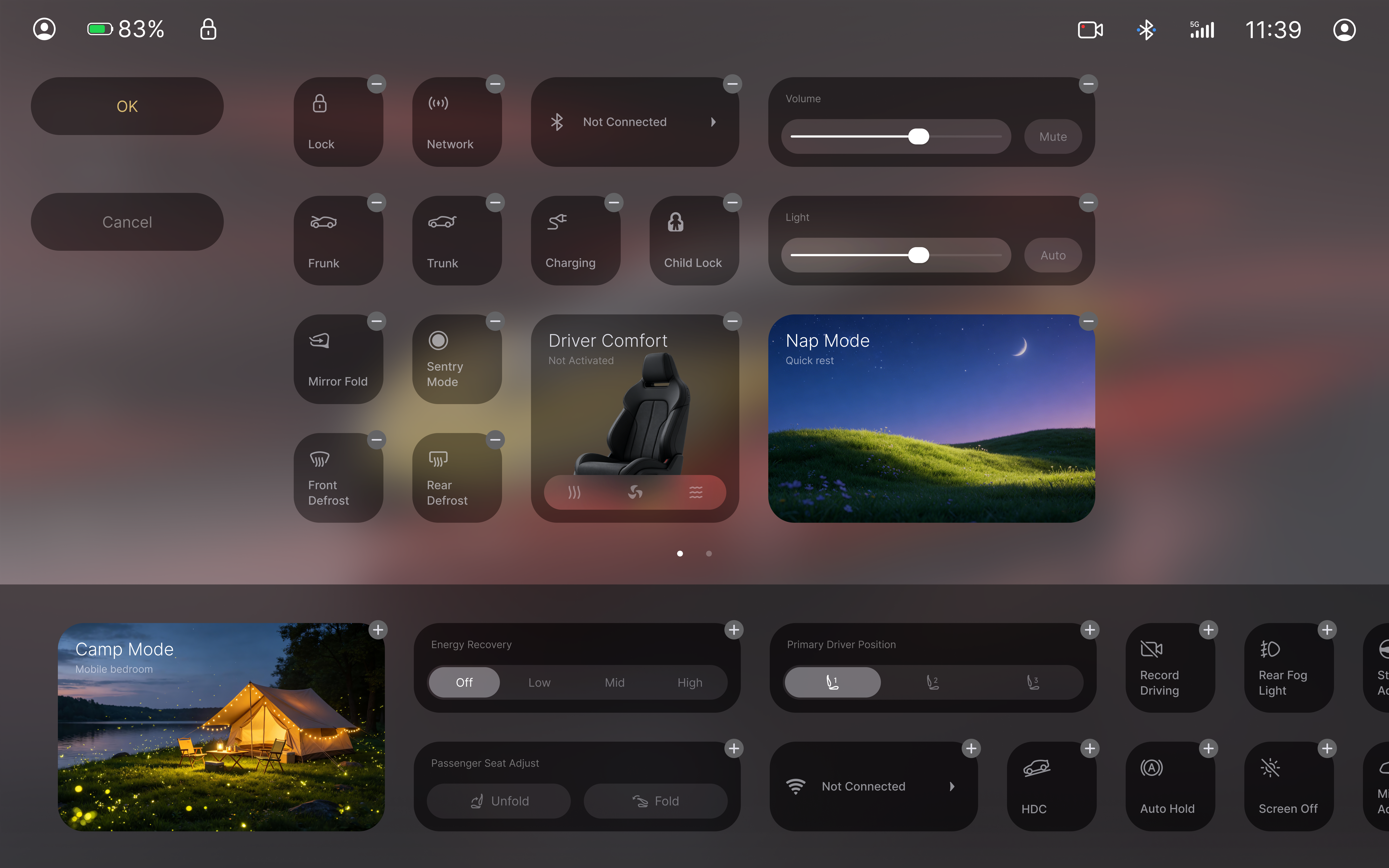 Nebula OS control center edit mode